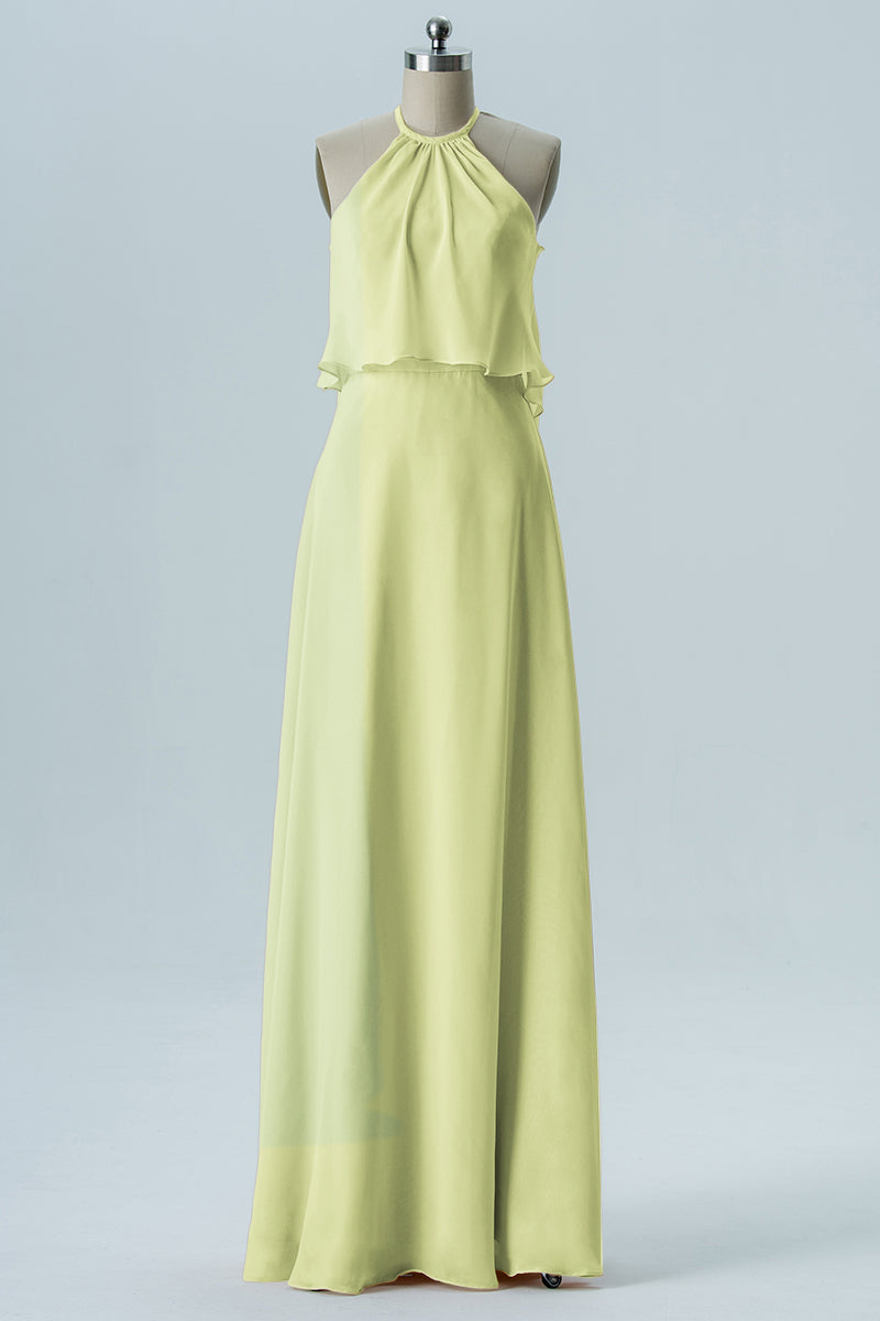 Chiffon Column Jewel Neck Sleeveless Bridesmaid Dress-B08332