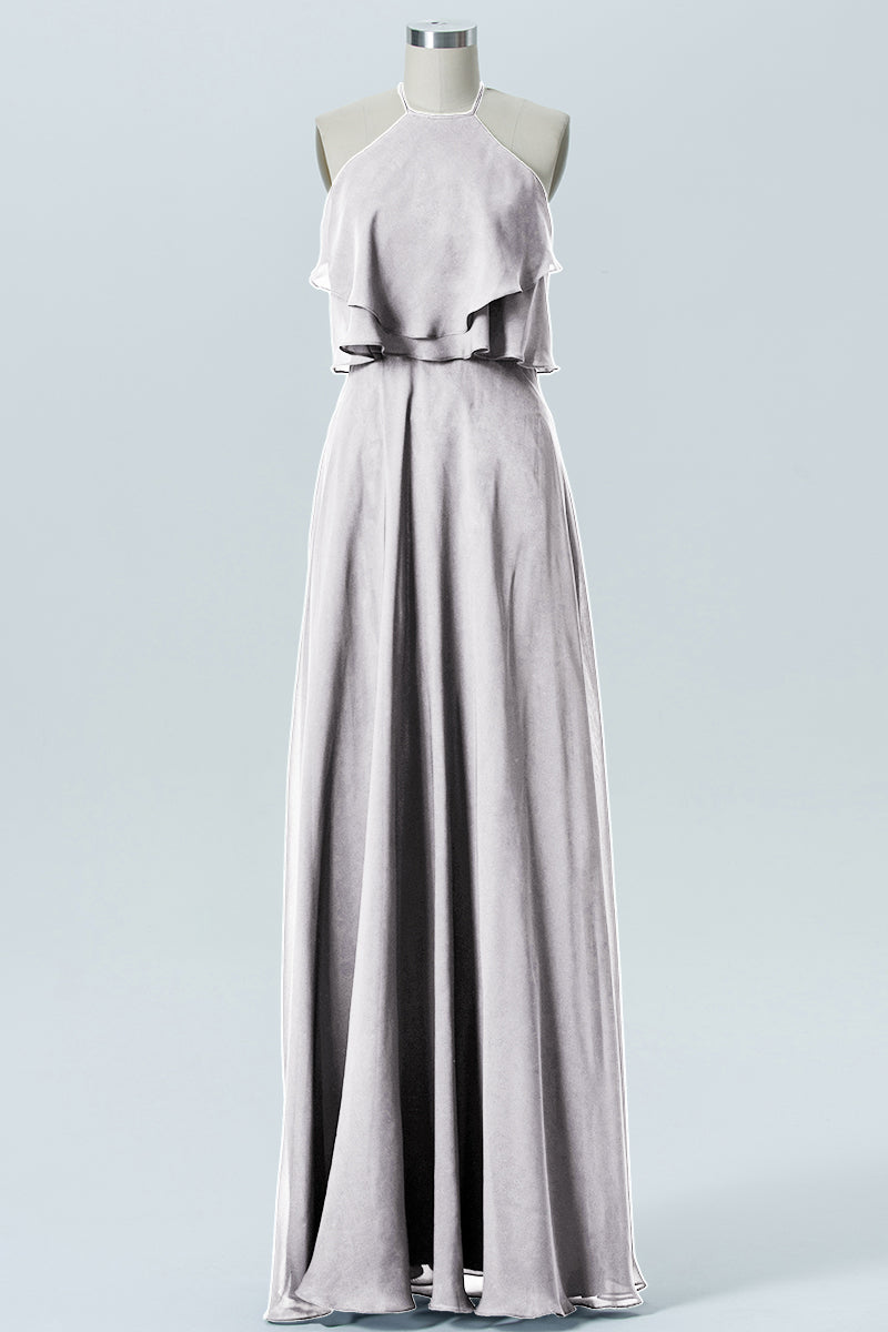 Chiffon Column Scoop Neck Sleeveless Bridesmaid Dress-B09045