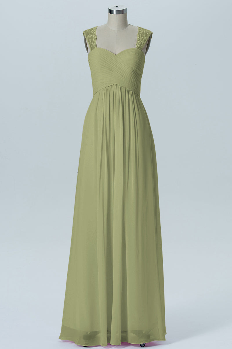 Lace Column Sweetheart Sleeveless Bridesmaid Dress-B13601