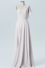 Chiffon Column One Shoulder Sleeveless Bridesmaid Dress-B13602