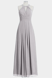 Chiffon Column Halte Sleeveless Bridesmaid Dress-B14002
