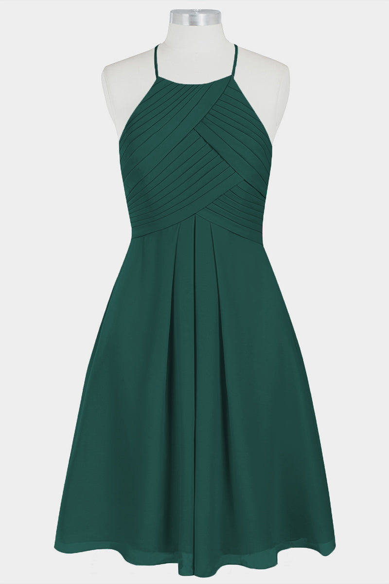 Chiffon Column Halter Sleeveless Bridesmaid Dress-B14003