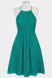 Chiffon Column Halter Sleeveless Bridesmaid Dress-B14003