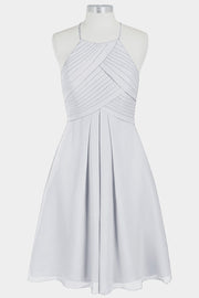 Chiffon Column Halter Sleeveless Bridesmaid Dress-B14003