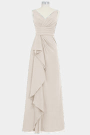 Chiffon Column V-Neck Sleeveless Bridesmaid Dress-B14028