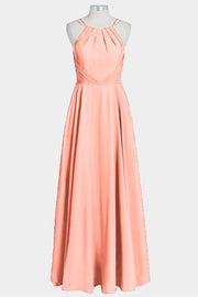 Chiffon Column Spaghetti Straps Sleeveless Bridesmaid Dress-B14038