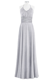 Chiffon Column Halter Sleeveless Bridesmaid Dress-B14073
