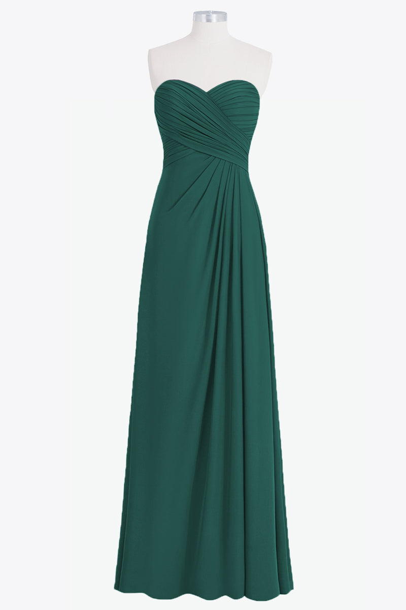 Chiffon Column Strapless Sleeveless Bridesmaid Dress-B14076