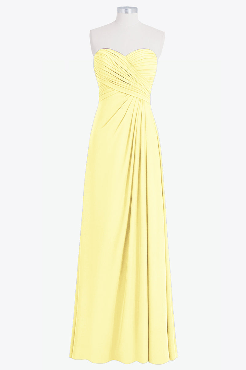 Chiffon Column Strapless Sleeveless Bridesmaid Dress-B14076