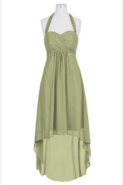 Chiffon Column Halter Sleeveless Bridesmaid Dress-B14087