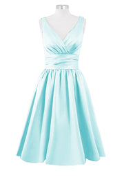 Satin Column Dipped Sleeveless Bridesmaid Dress-B14100