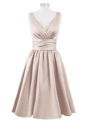 Satin Column Dipped Sleeveless Bridesmaid Dress-B14100