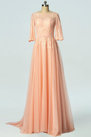 Chiffon Boat Neck Half Sleeves Bridesmaid Dress| Plus Size | 60+ Colors