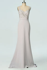 Chiffon Column V-Neck Sleeveless Bridesmaid Dress-B19033