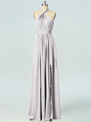 Chiffon Column Halter Sleeveless Bridesmaid Dress-B19047