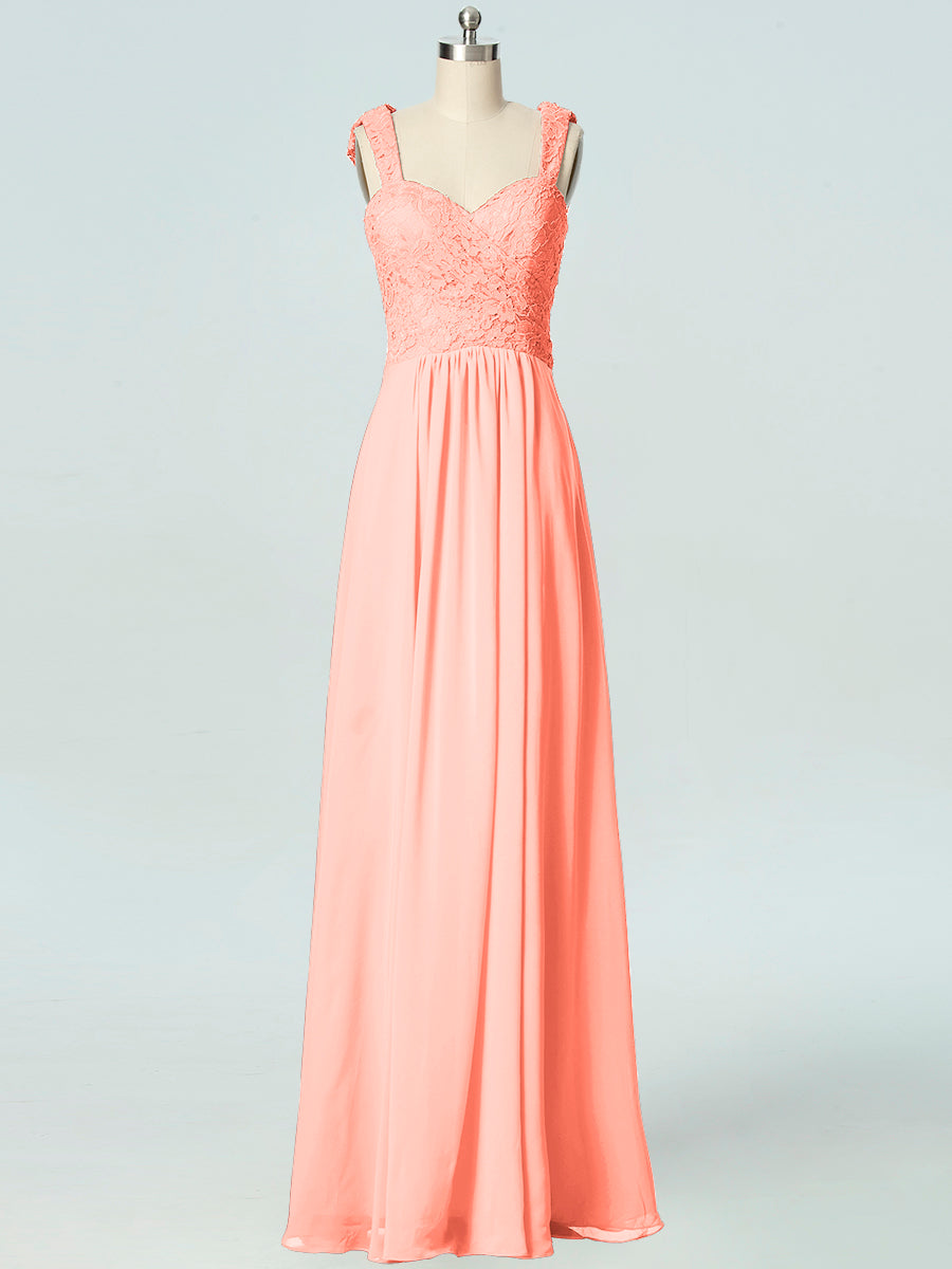 Lace Column Sweetheart Sleeveless Bridesmaid Dress-B19048