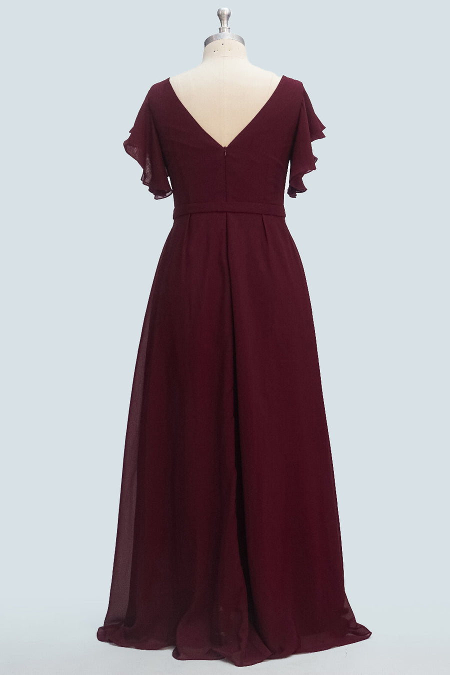Chiffon V-Neck Half Sleeves Bridesmaid Dress| Plus Size | 60+ Colors