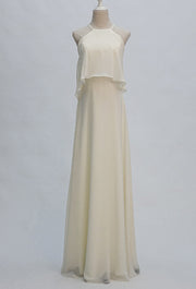 Chiffon A-Line Scoop Neck Sleeveless Bridesmaid Dress-B19246