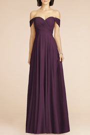 Chiffon Off-the-Shoulder Sleeveless Bridesmaid Dress| Plus Size | 60+ Colors