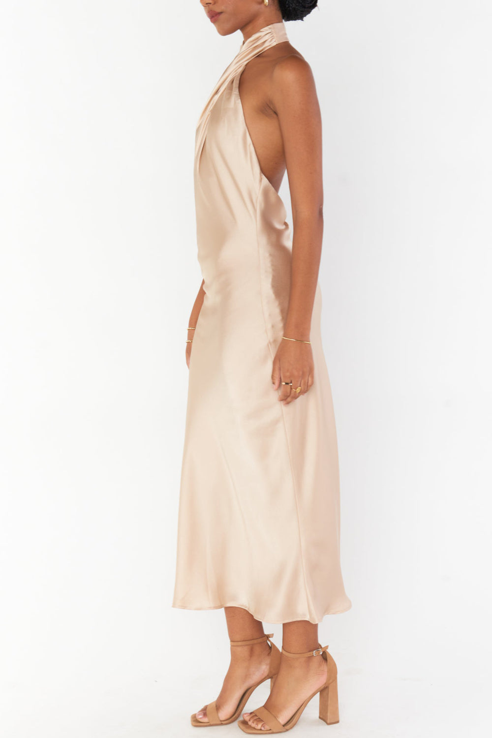Stretch Satin V-Neck Sleeveless Bridesmaid Dress| Plus Size | 60+ Colors