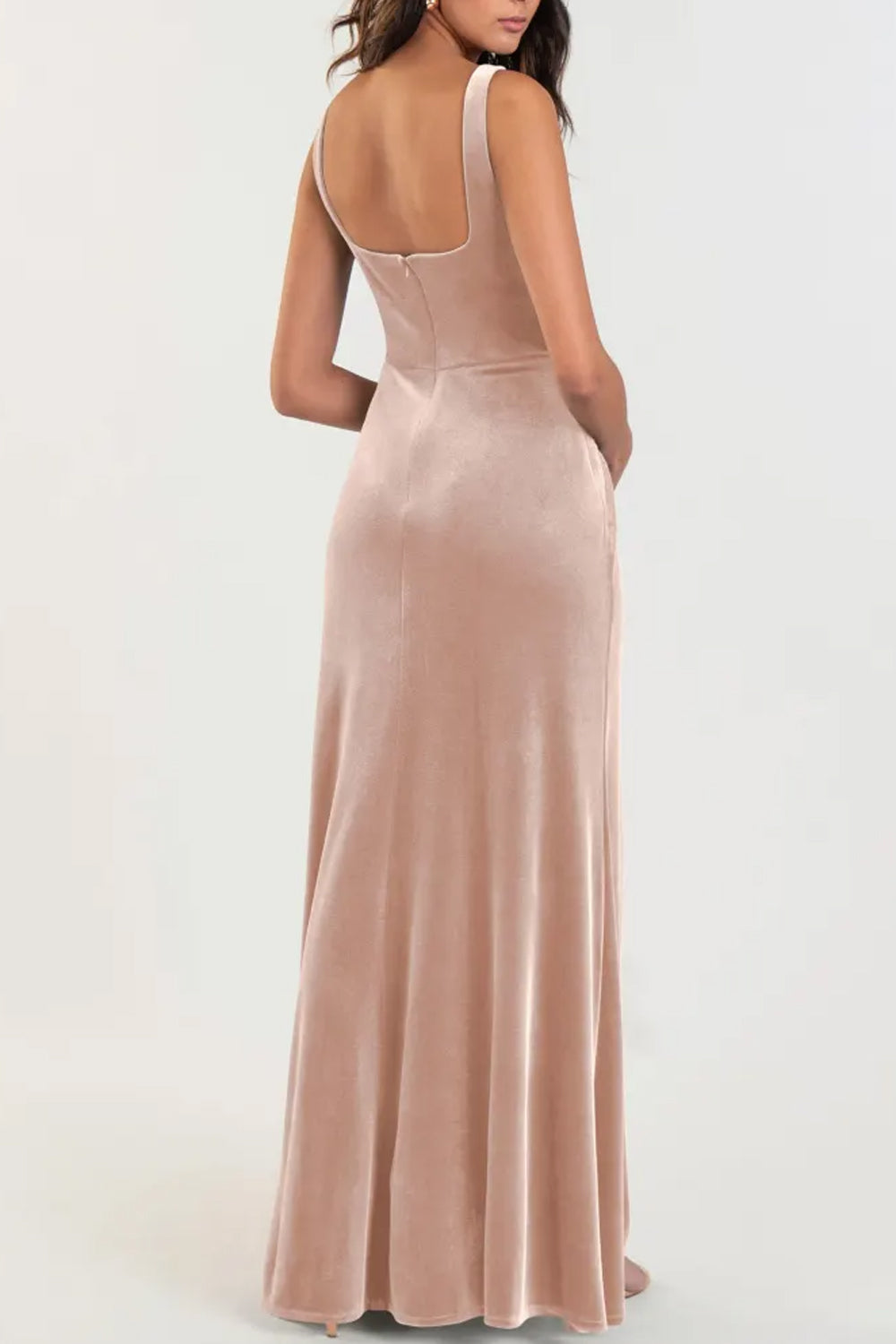 Velvet Boat Neck Sleeveless Bridesmaid Dress| Plus Size | 60+ Colors