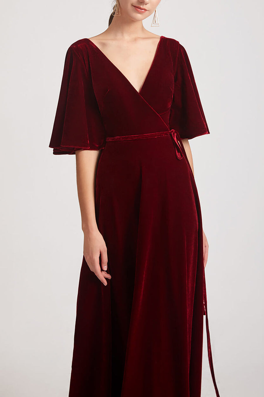 Velvet Boat Neck Long Sleeves Bridesmaid Dress| Plus Size | 60+ Colors
