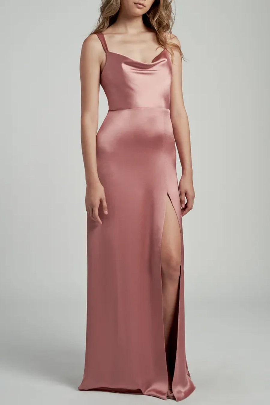Stretch Satin Jewel Neck Sleeveless Bridesmaid Dress| Plus Size | 60+ Colors