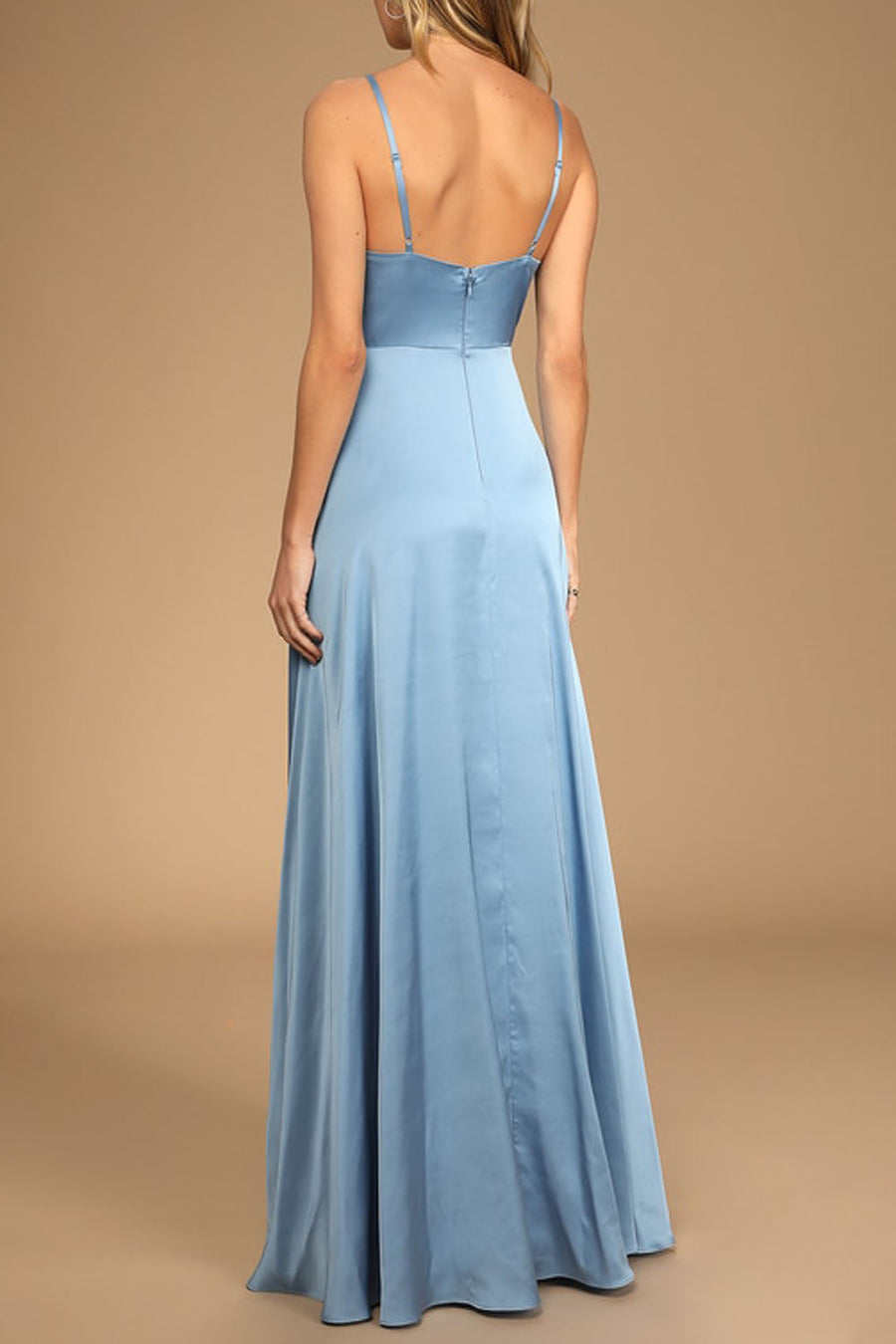 Stretch Satin V-Neck Sleeveless Bridesmaid Dress| Plus Size | 60+ Colors