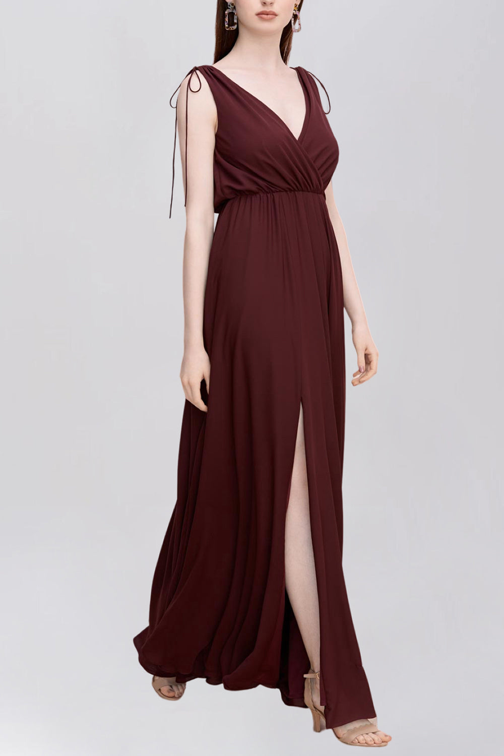 Chiffon Scoop Neck Sleeveless Bridesmaid Dress| Plus Size | 60+ Colors