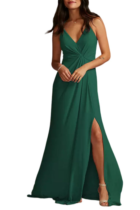 Chiffon A-Line V-Neck Sleeveless Bridesmaid Dress-B19806