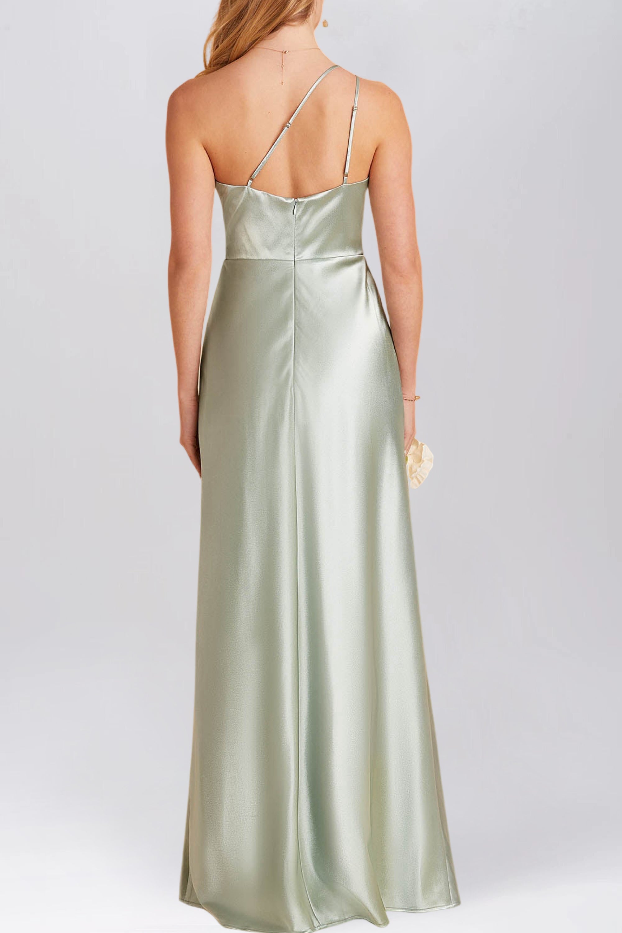 Stretch Satin One Shoulder Sleeveless Bridesmaid Dress| Plus Size | 60+ Colors
