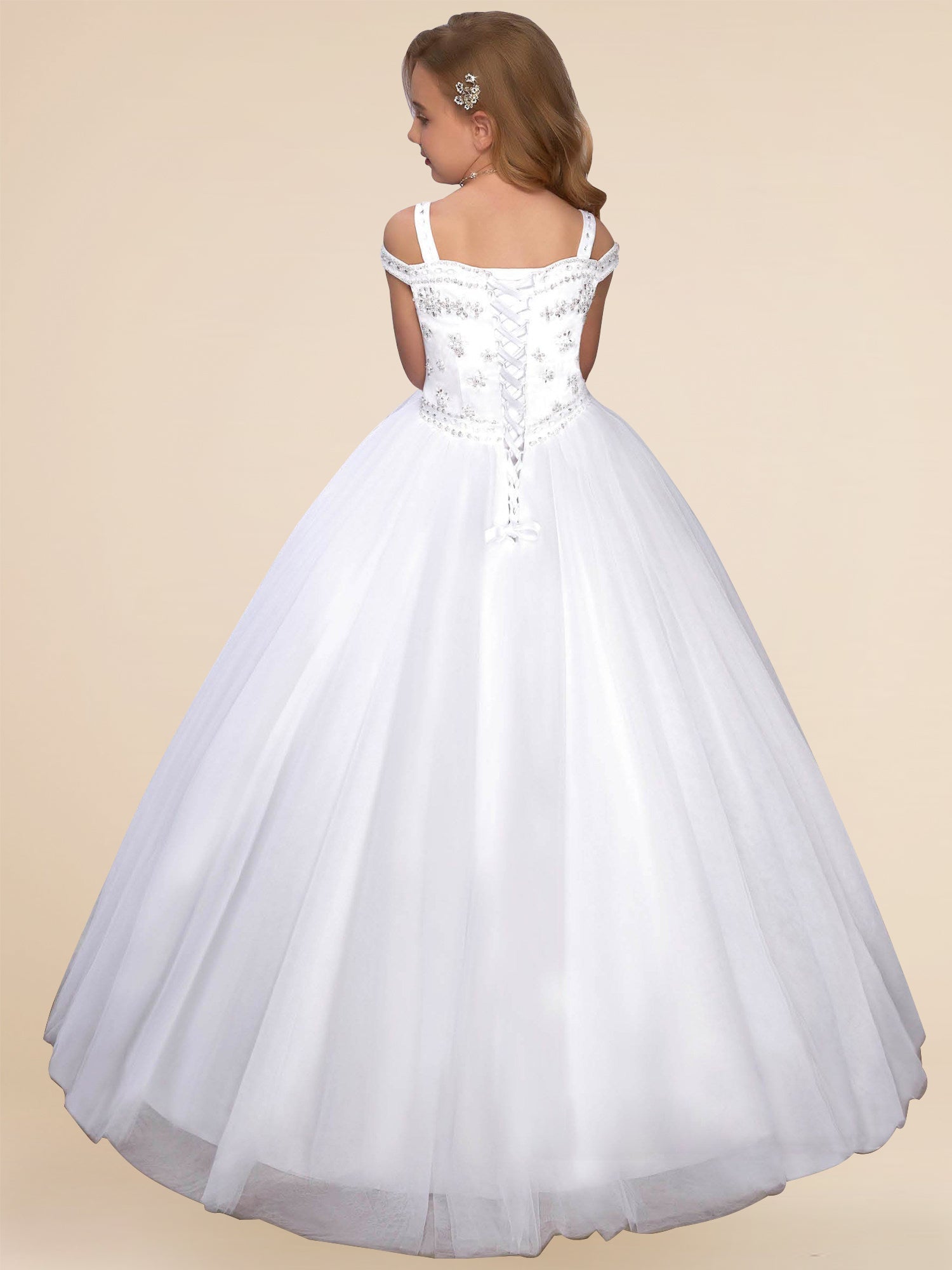 Lace A-Line Spaghetti Straps Sleeveless Flower Girl Dress-B500009