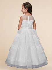 Lace A-Line Scoop Neck Sleeveless Flower Girl Dress-B500017