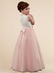 Lace A-Line Scoop Neck Sleeveless Flower Girl Dress-B500032