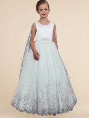 Lace A-Line Scoop Neck Sleeveless Flower Girl Dress-B500050