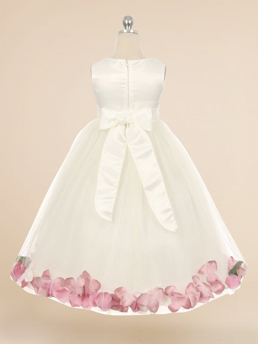 Satin A-Line Scoop Neck Sleeveless Flower Girl Dress-B500058