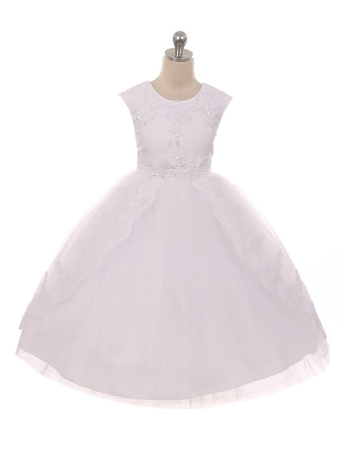 Lace A-Line Scoop Neck Sleeveless Flower Girl Dress-B500066