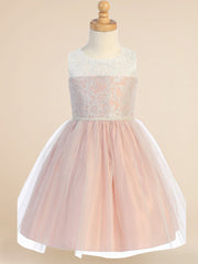Lace A-Line Scoop Neck Sleeveless Flower Girl Dress-B500074