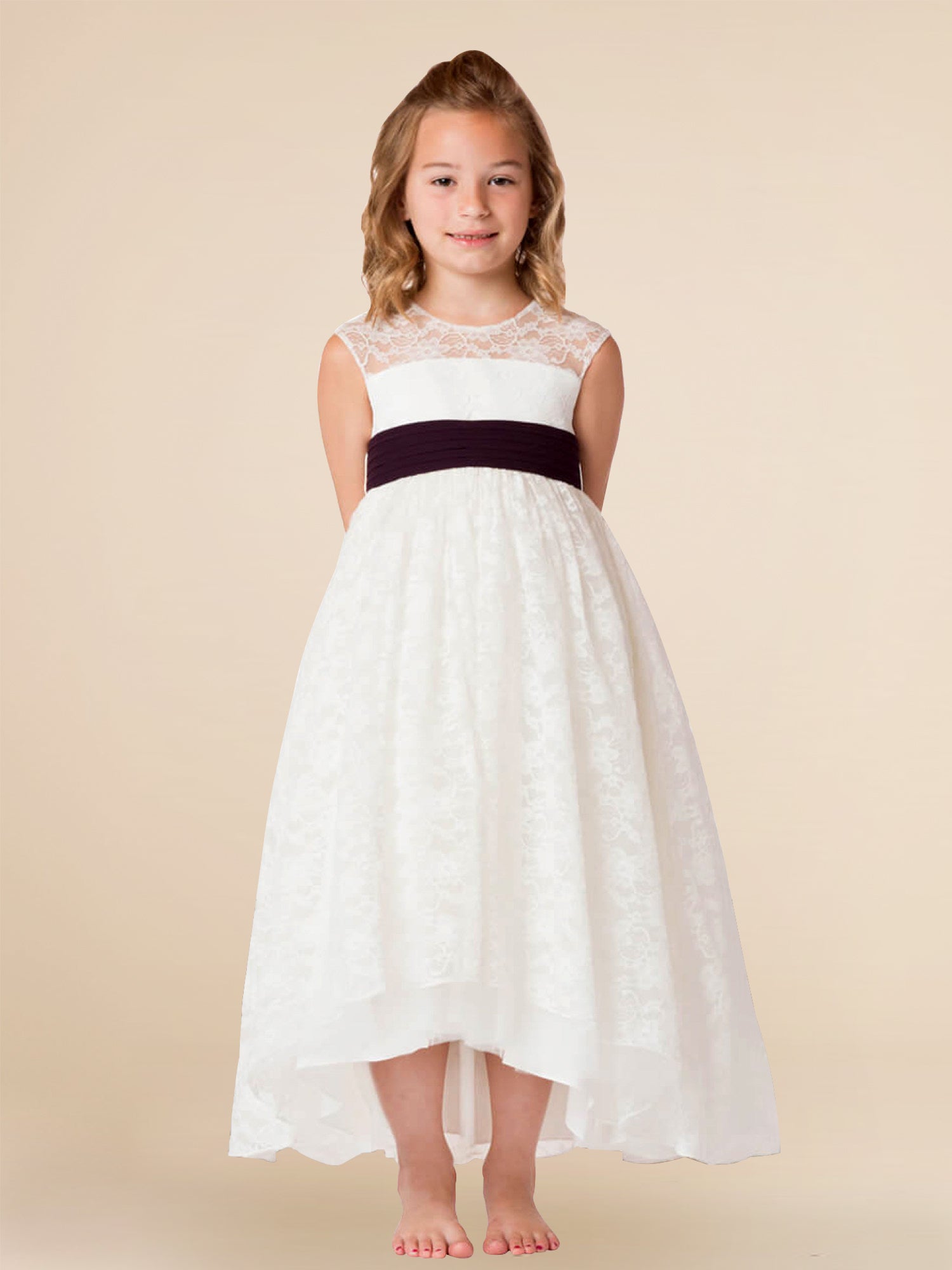 Lace Scoop Neck Sleeveless Flower Girl Dress