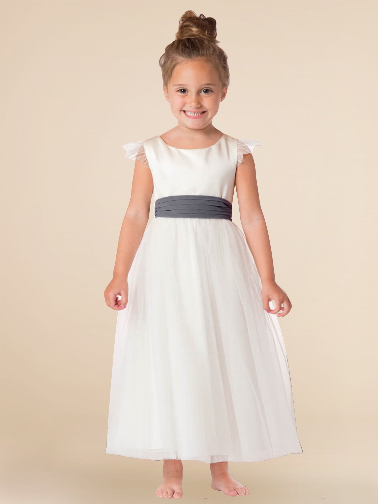 Satin Scoop Neck Sleeveless Flower Girl Dress