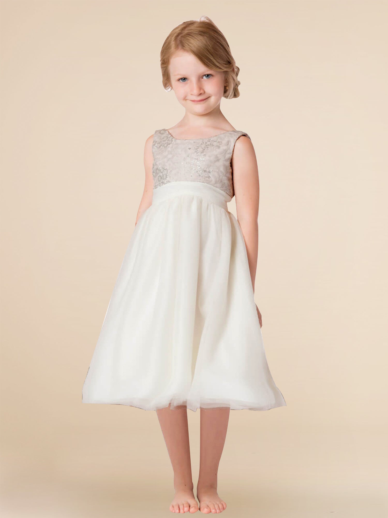 Satin Scoop Neck Sleeveless Flower Girl Dress