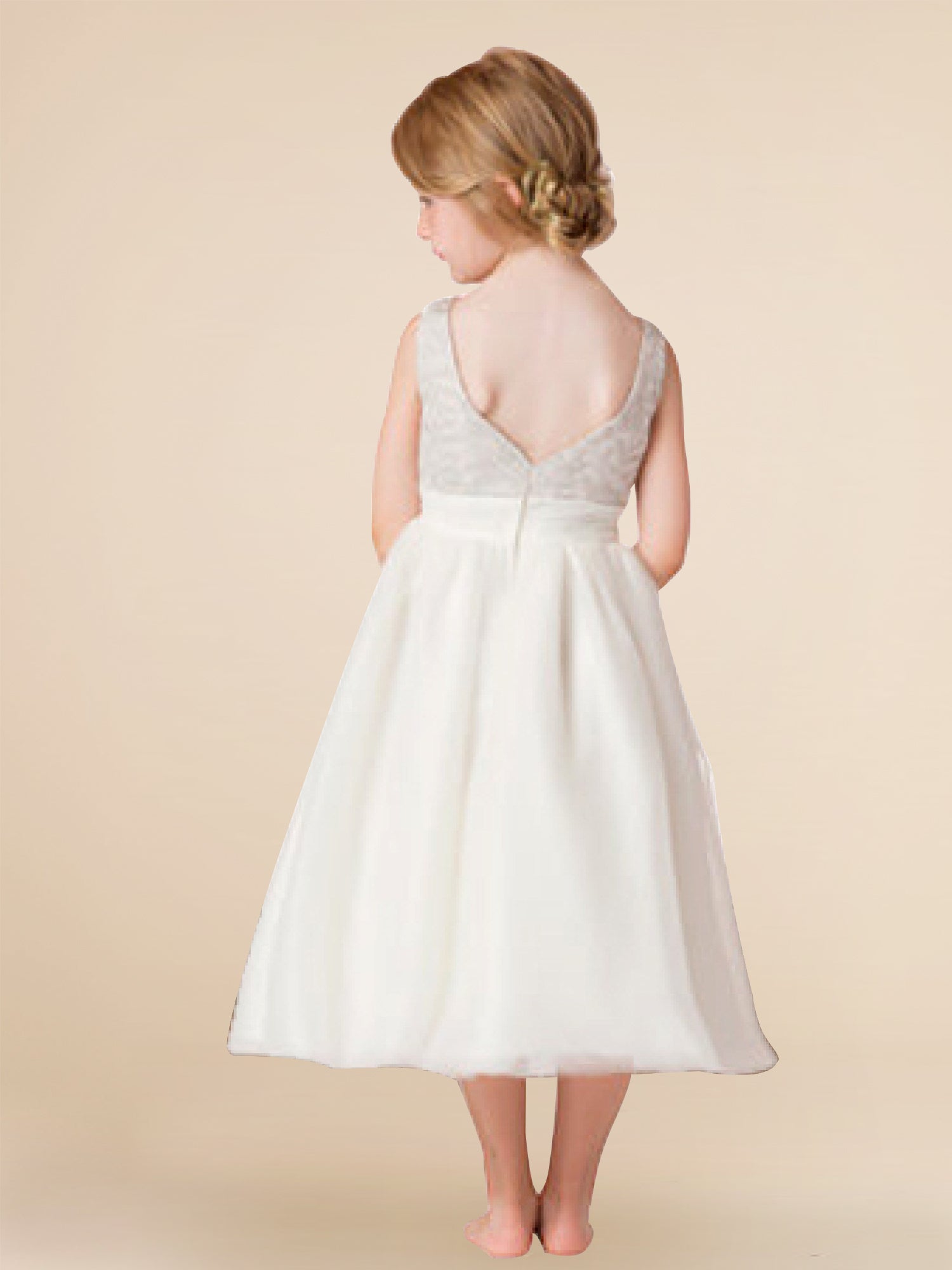 Satin Scoop Neck Sleeveless Flower Girl Dress