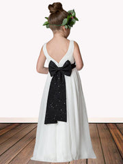 Chiffon Scoop Neck Sleeveless Flower Girl Dress