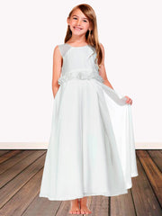 Lace A-Line Scoop Neck Sleeveless Flower Girl Dress-B500104