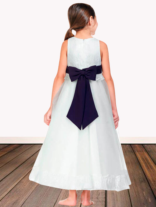 Satin Scoop Neck Sleeveless Flower Girl Dress