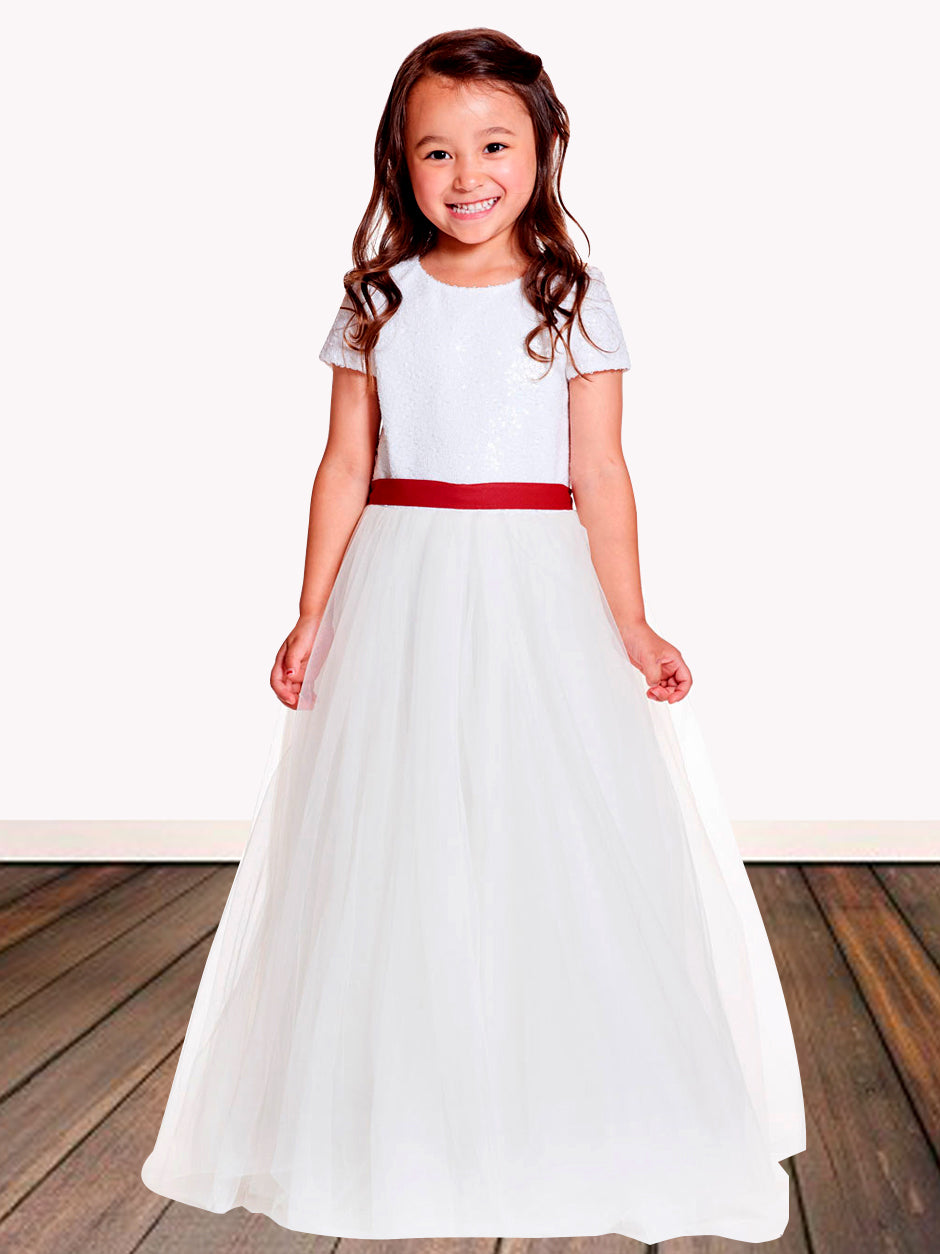 Satin Scoop Neck Sleeveless Flower Girl Dress