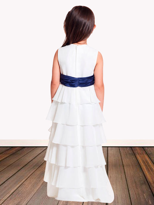 Chiffon Scoop Neck Sleeveless Flower Girl Dress