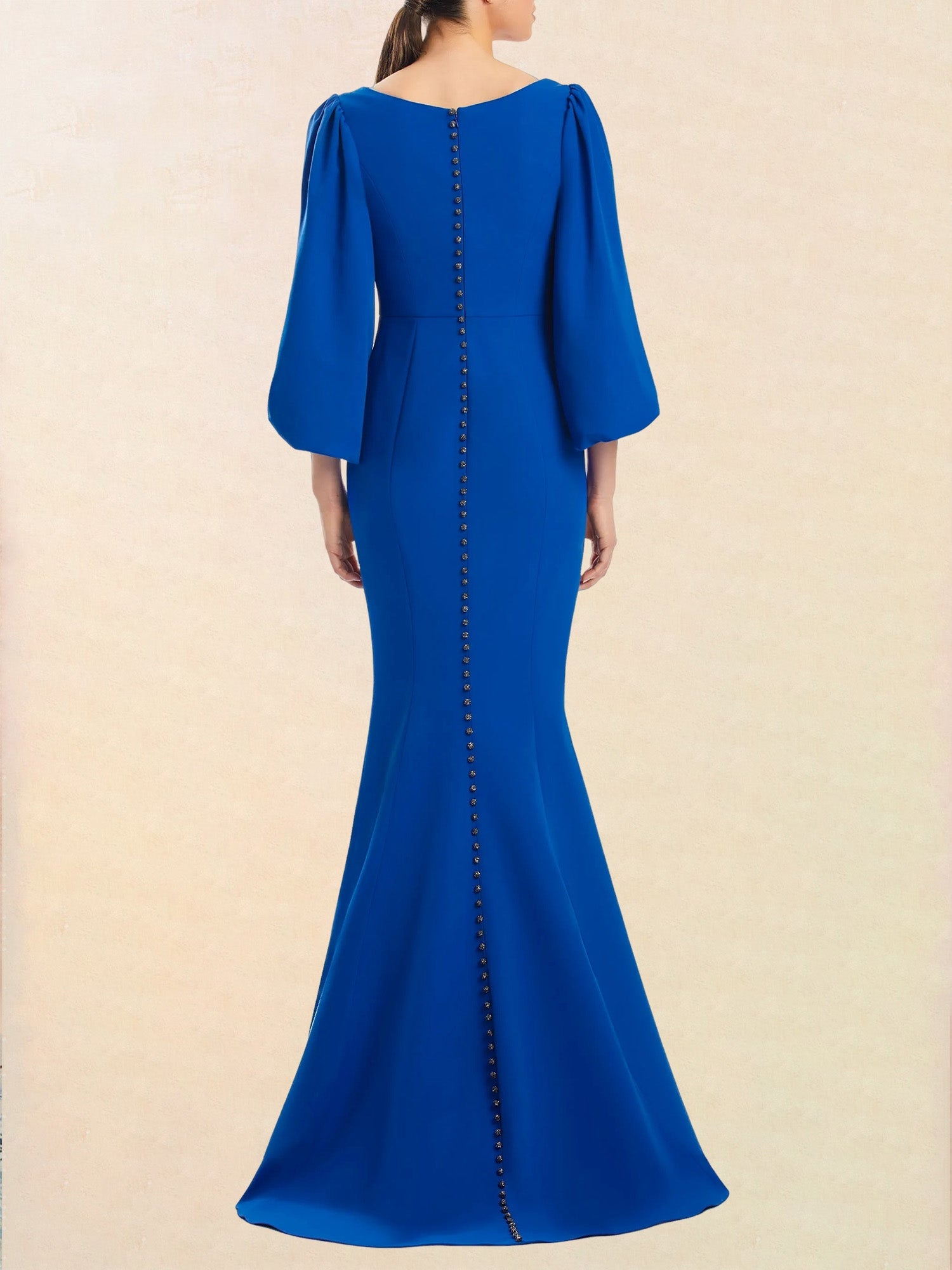 Jersey Mermaid V-Neck 3/4 Sleeves Dress-BM00030 Jersey Mermaid V-Neck 3/4 Sleeves Dress-BM00030